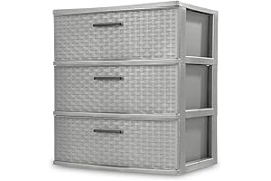 3 Drawer Plastic Weave Tower with Pull Handles for Versatile Storage