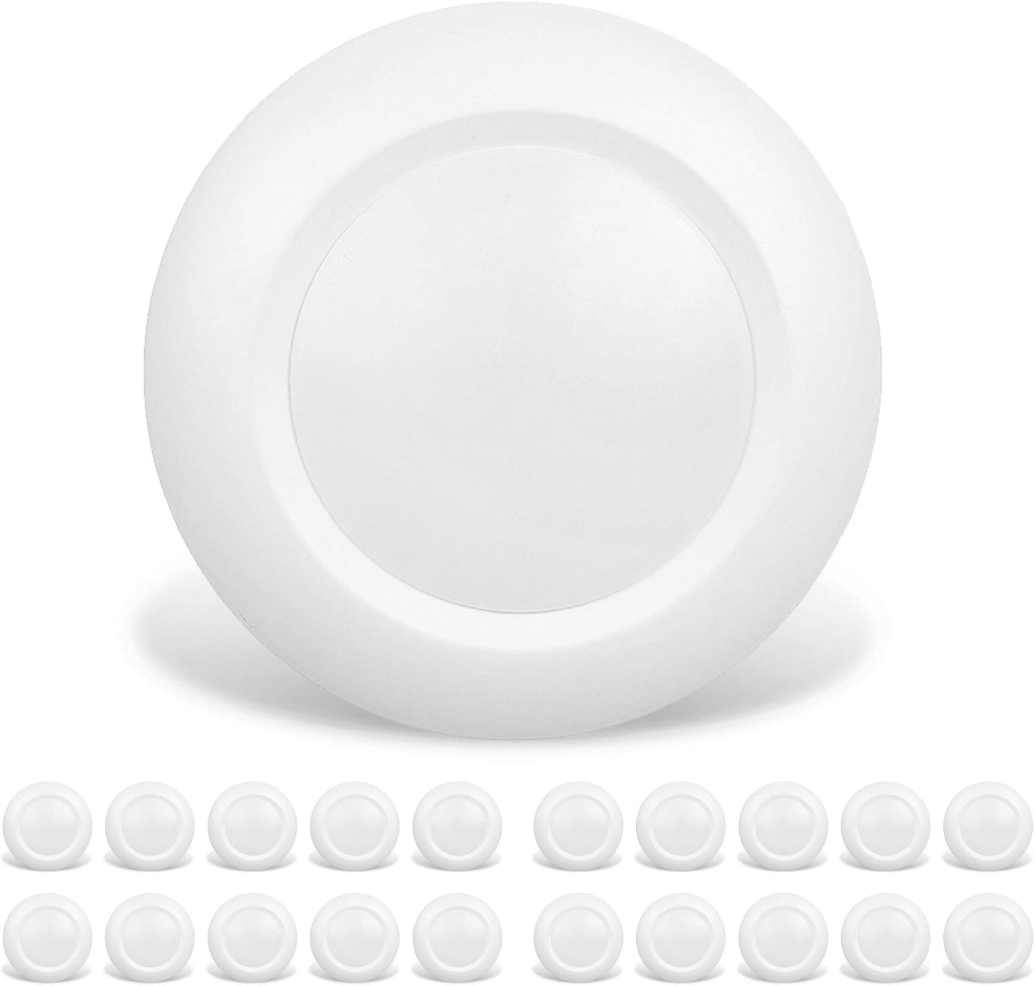 20 Packs 6 Inch LED Low Profile Recessed & Surface Mount Disk Light, Round, 15W, 900 Lumens, 5000K Day Light White, CRI80, Driverless Design, Dimmable, ETL Listed, White 5000K Daylight White 20 Packs