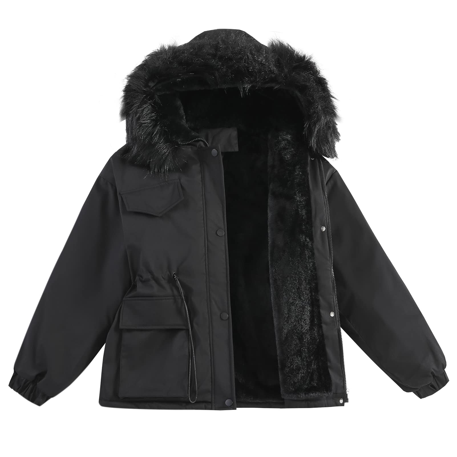 amropi Manteau de Parka Femmes Veste Capuche en Fourrure d'hiver Blouson Manteaux