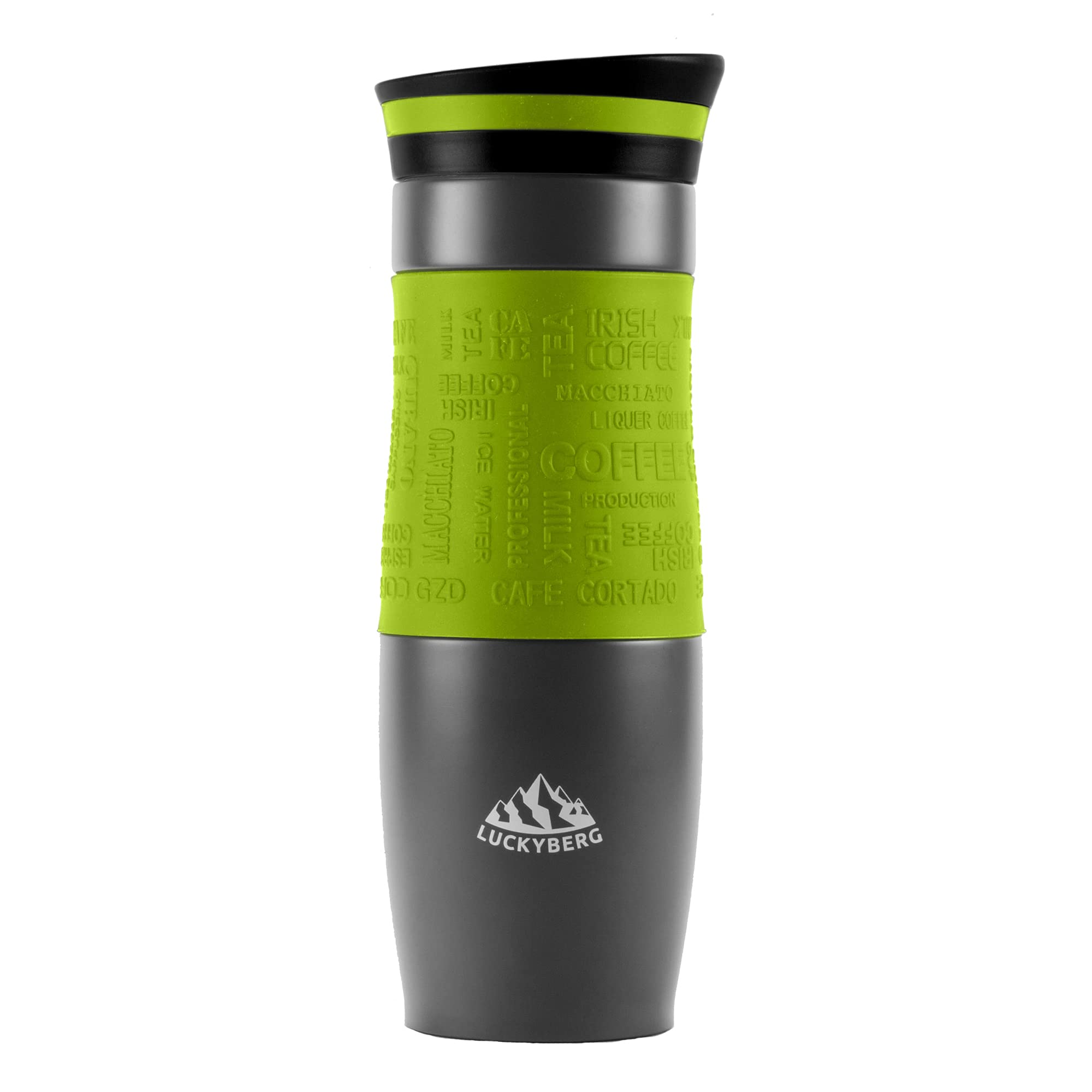 Vakuum-isolierter Reisebecher, Thermoskanne, einhändig offen zum Trinken, doppelwandig und auslaufsicher für heißes und kaltes Getränk. (Hellgrün, 480 ml)
