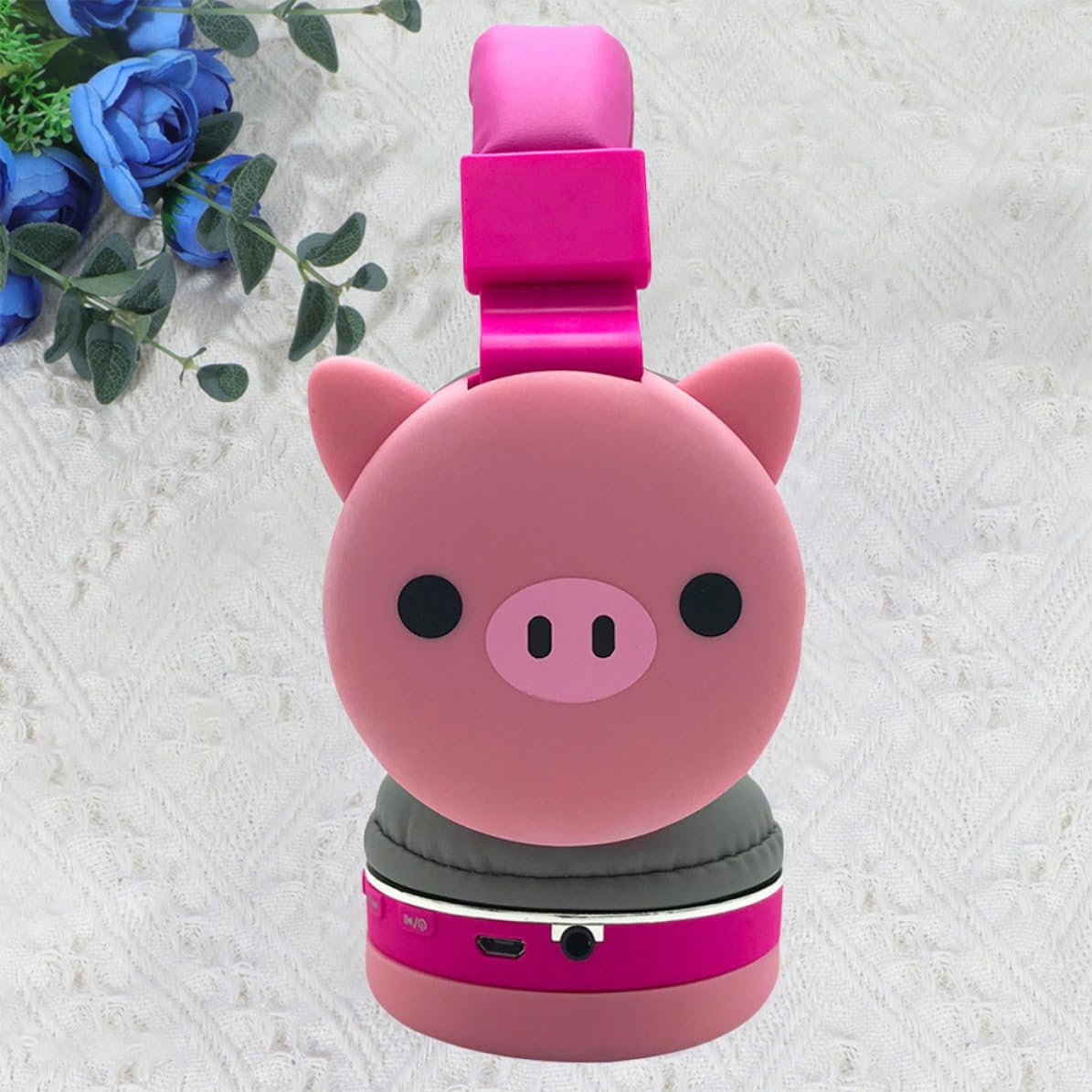 Cuffie Wireless da Testa Cartoon Animal, Cuffie Wireless Pieghevoli Rosa in Abs, Spugna e Silicone, 360 Mah, per Ragazze, Casa e Giochi