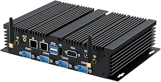 Fanless Mini Industrial PC, Thdeukoty Desktop Computer Core i5-4200U Windows 10 Pro, 8GB RAM 256GB SSD, 2xNICs, 6*COM RS232/RS485, 4xUSB3.0, Dula-Band WiFi, HDMI/VGA Ports, Gigabit LAN, Auto Power On