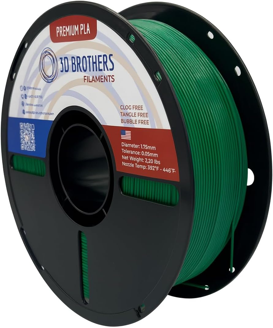 3D Brothers PLA High Speed Filament, 1.75mm, Dark Green, Made in USA | MADE IN USA