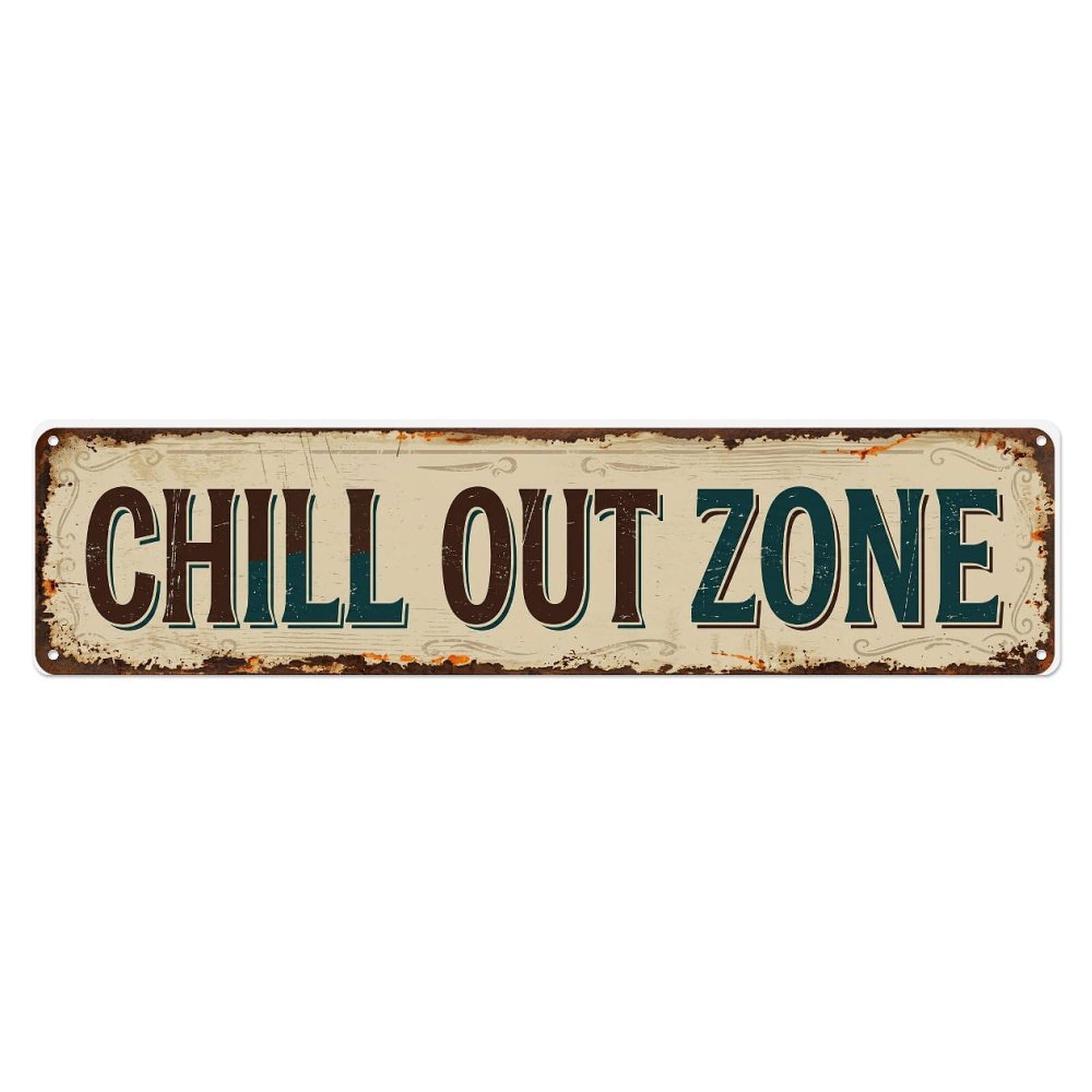 Chill Out Zone Metal Tin Skinny Sign Plaque Wall Decor for Cafe, Club Bar, Office, Home Garden Metal Poster 4x16Inch
