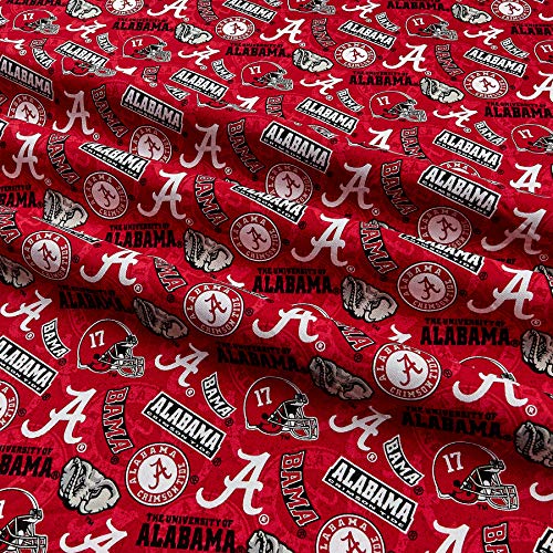 ncaa alabama crimson tide 1178 tone on tone redwhitegrayblack fabric by the yard