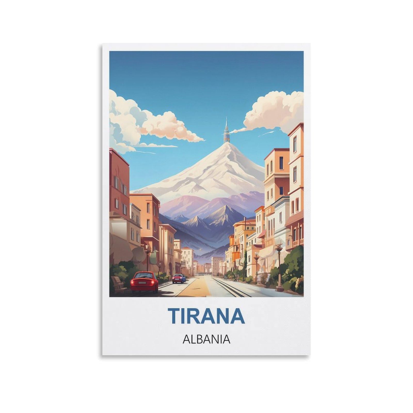 EZMLFA 5D Diamond Painting Kits,Tirana Albania,Diamond Painting Kits for Beginners Round Full Drill Painting with Diamonds Gem Art for Home Wall Decor 50x60cm