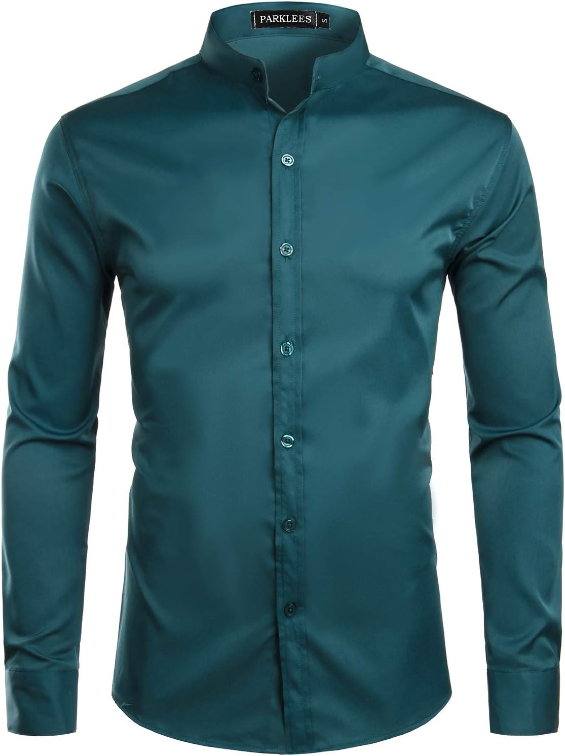 Men's Slim Fit Long Sleeve Button Up Casual Band Collar Shirts