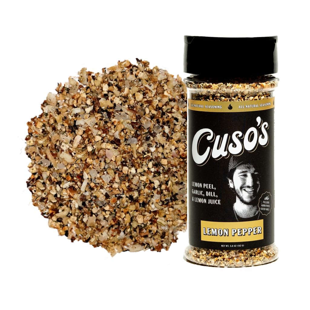 Cuso's Lemon Pepper Seasoning BBQ Rub - Lemon Pepper Powder Chicken Wing Rub - Chicken Seasonings, Spices for Grill, Marinade & Smoking - 1 Count - 5 oz bottle