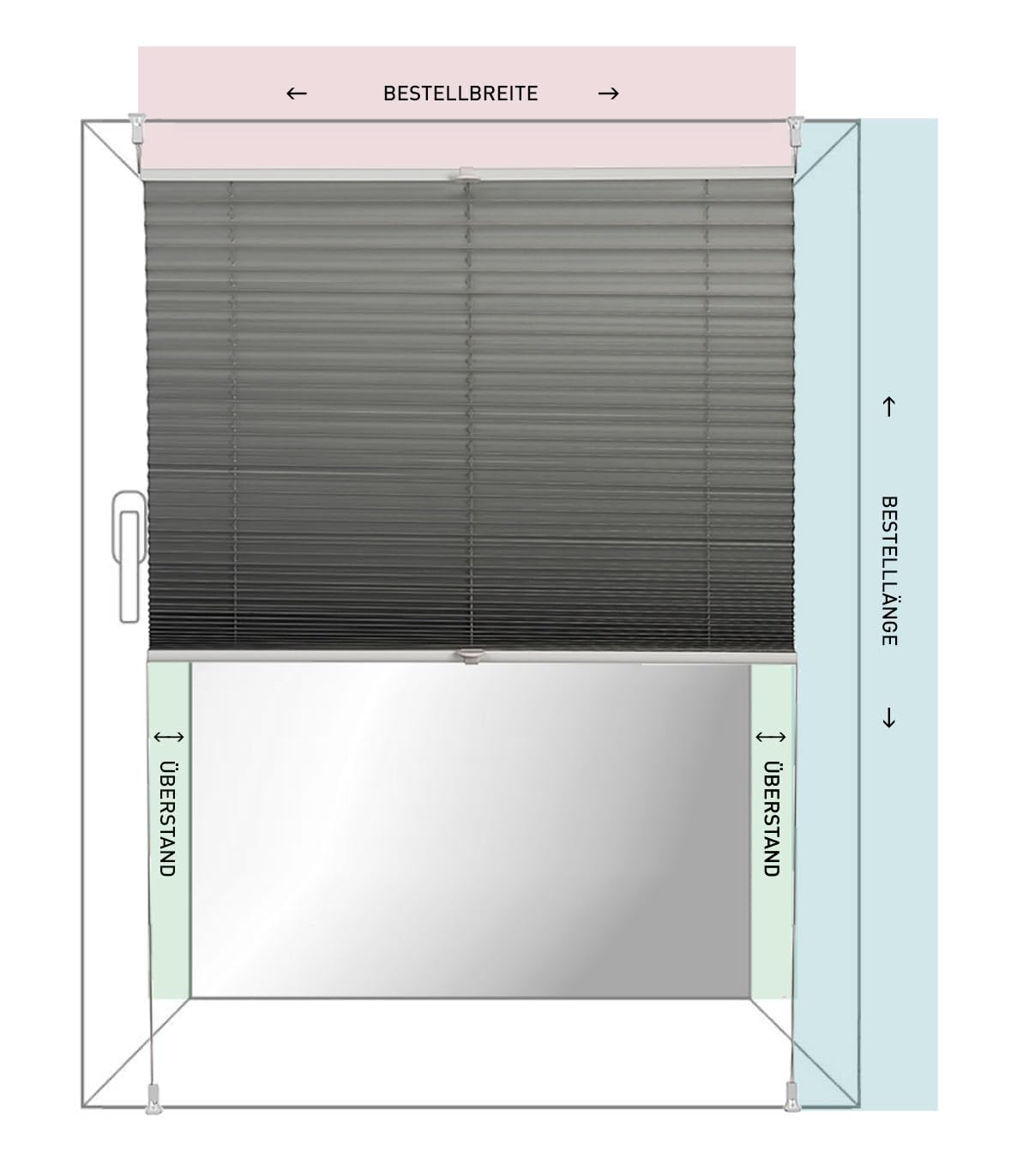 K-home Tenda Plissettata Oscurante 60x210 Cm - Tessuto Con Retro Argento, Montaggio A Pressione Klemmfix