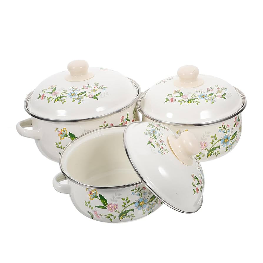 Amazon｜Cabilock 3個搪瓷迷你汤锅三 電磁調理器対応 ベビー