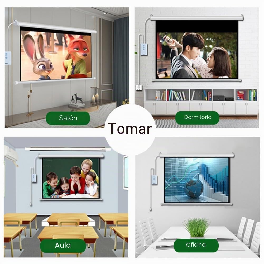 Pantalla de proyector motorizada de 60/72″ con Control Remoto inalámbrico, Pantalla de Cine eléctrica 4:3, Control Remoto, for Cine en casa, Interior y Exterior(72 Inch)