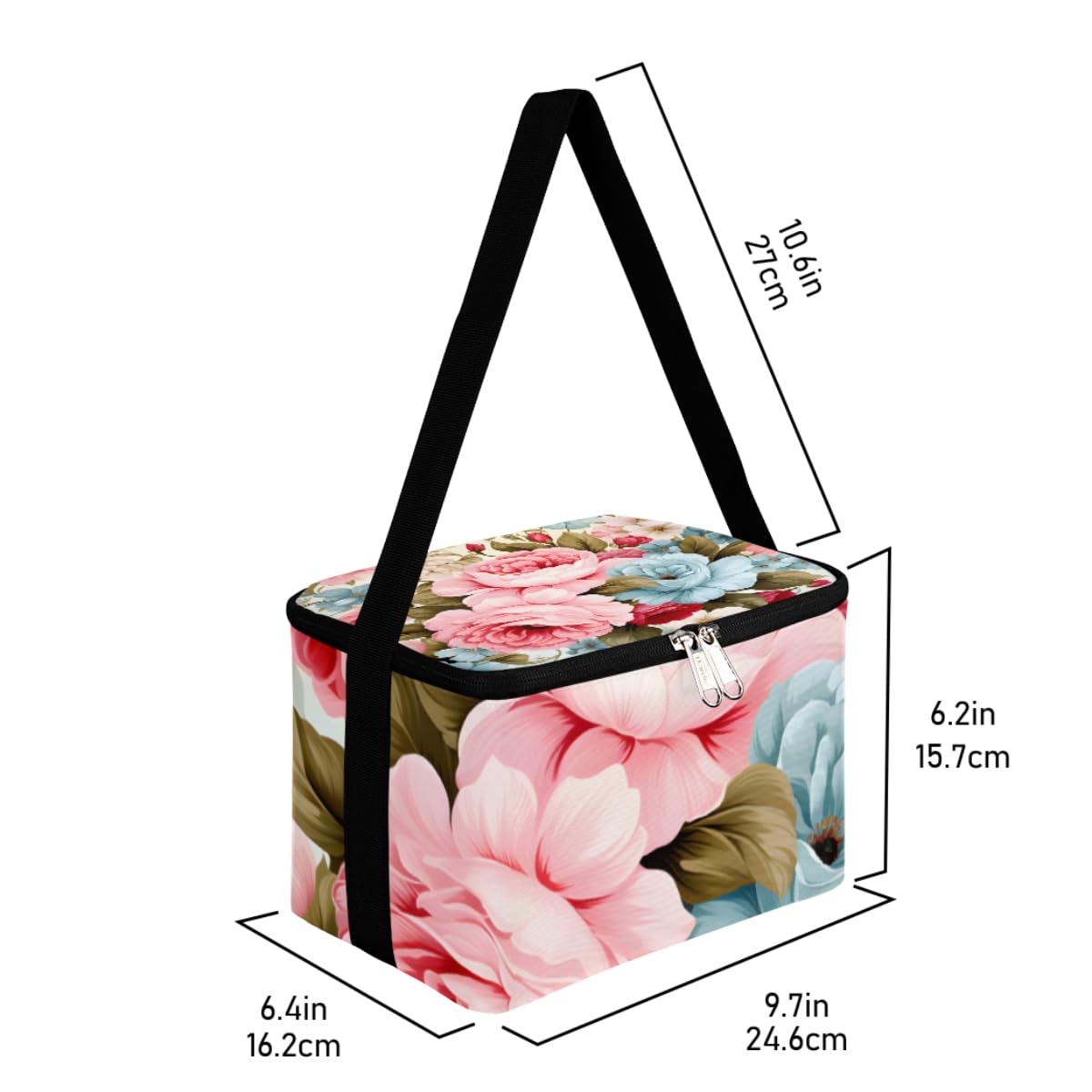 GzLeyigou Lunch Bags for Women Men 9 Cans,Blooming Peony Hot & Cold Food Delivery Bag Insulated Grocery Bag Insulated Lunch Box Peony Cooler Bag for Office Work Picnic Beach