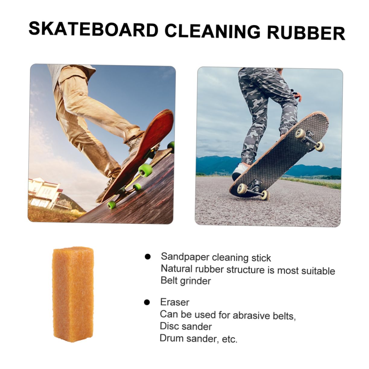 HANABASS 2 Pièces Gomme de Nettoyage pour Skateboard Outil Abrasif pour Ponçage et Entretien Effaceur de Bande Abrasive pour Skate Nettoyage Rapide Surfaces