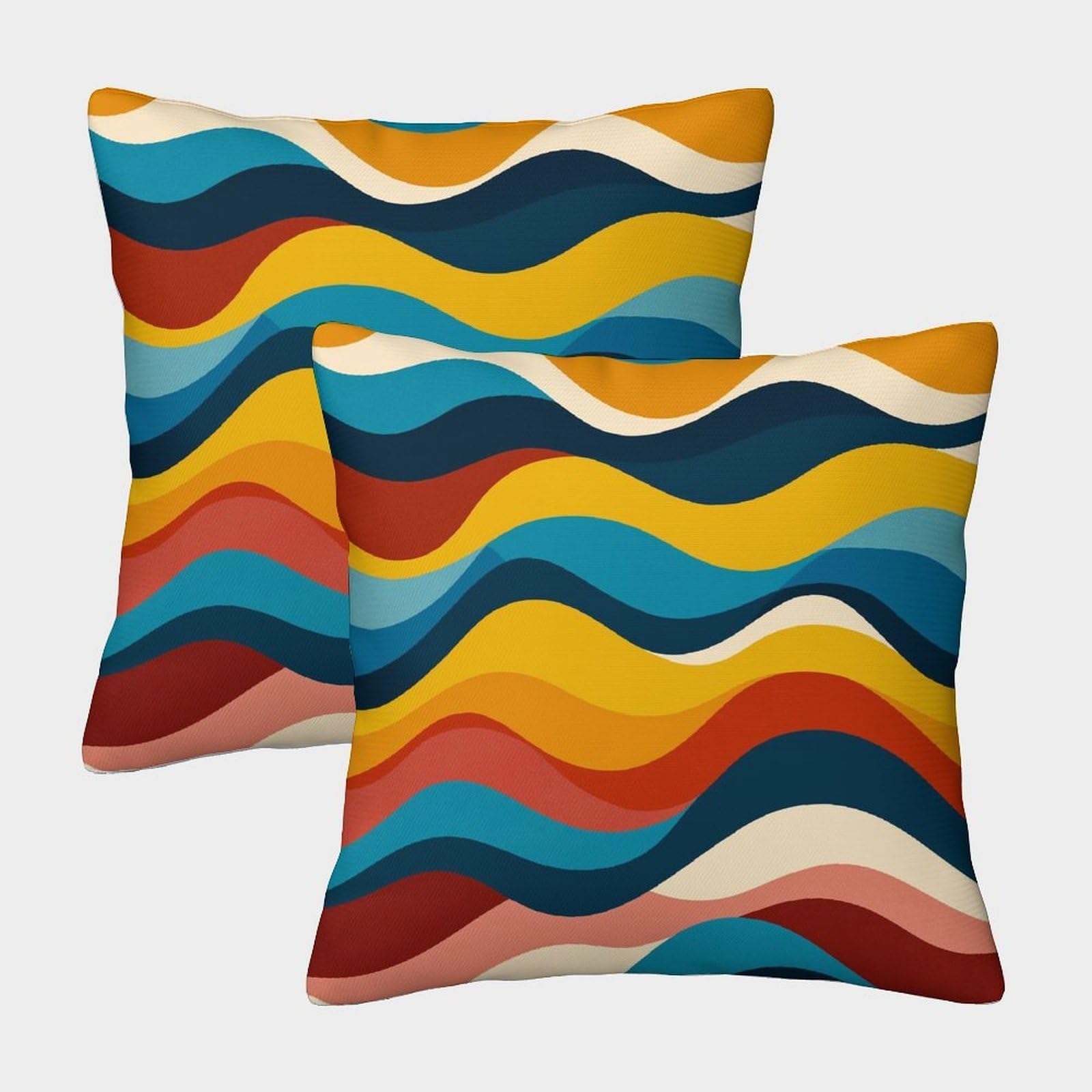 kaiyun 2 Pack Abstract Wave Pattern Personalised Cushion Cover Home Sofa Decoration 40x40cm Pillow Covers