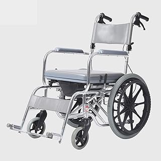 WLG Ligero Plegable Silla de Ruedas Ajustable Conducción Médica, Baño Impermeable Silla de Rueda