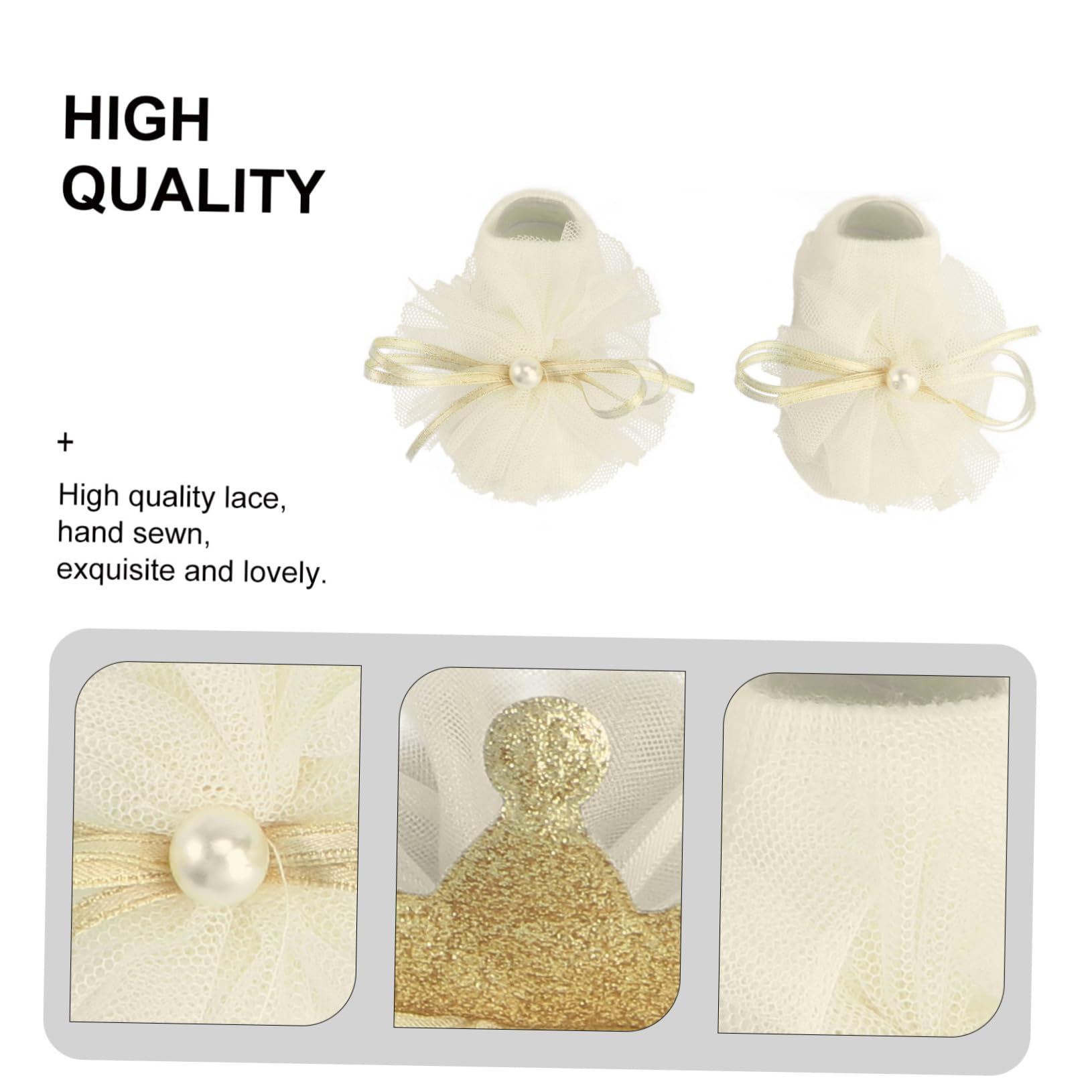 Housoutil Baby Socks Headband Set Newborn Girls Babys Clothing Soft Lace Socks Adorable Bowknot Comfortable for Boys and Girls