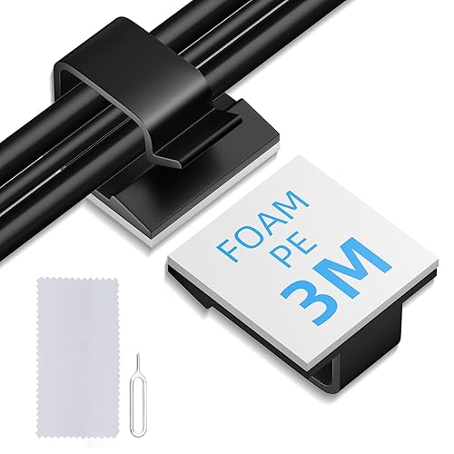 Clip de gestión de cables gruesomúltiple, 50 unidades, color negro, grande, organizador de cables para HDMI, cadena de luz, enchufe de alimentación,