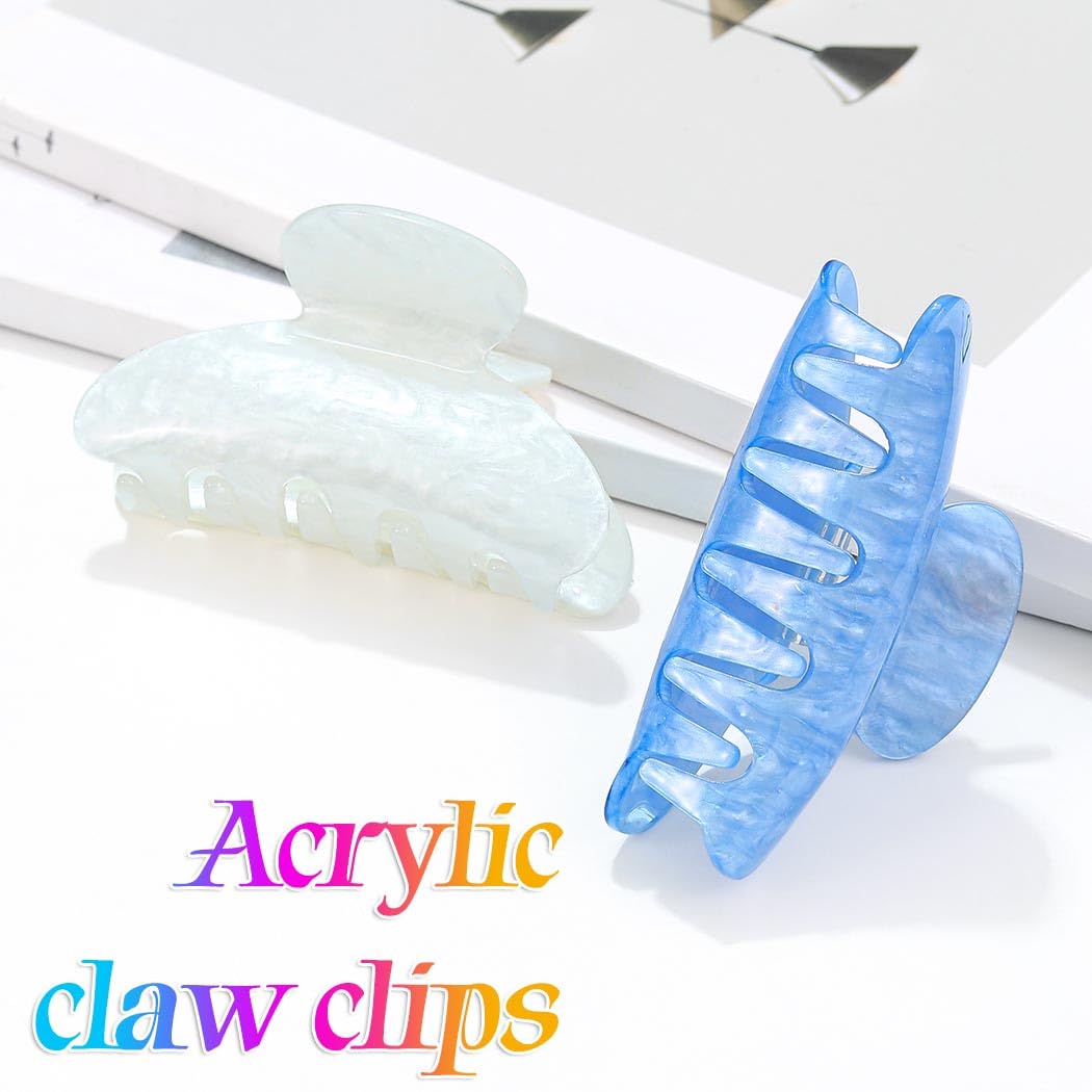 Unicra White Acrylic Claw Clips White Hair Clips Medium Claw Hair Clip Hair Accessories for Women and Girls (Pack of 2) - Image 2