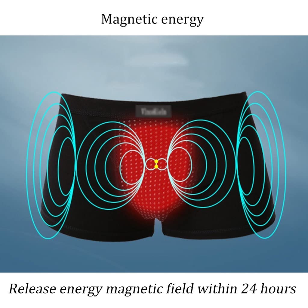 Bielizna Powiększająca Męska Magnesy Energetyczne Bokserki Terapia Magnetyczna Wewnętrzne Spodnie do Opieki Zdrowotnej Poprawa Męskiej Siły (Color : Black-2pcs, Size : XXL)