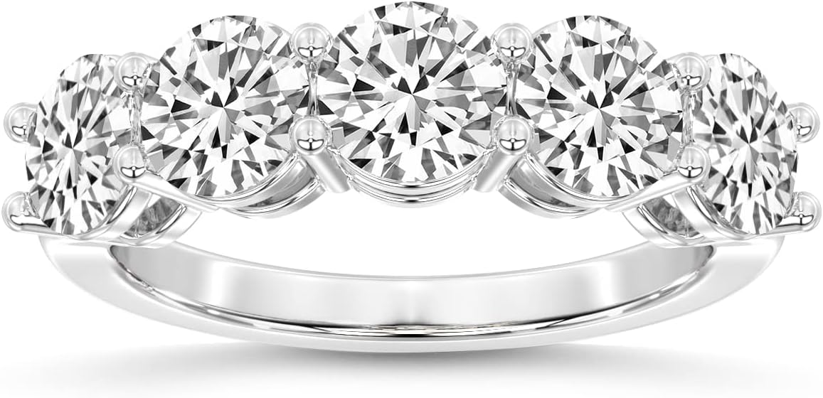 FRIENDLY DIAMONDS EGL/IGI Certified Lab Grown Diamond Anniversary Band Ring For Women | 5 Stone 1 Carat - 7 Carat In 14K White, Yellow Or Rose Gold Or Platinum | FG-VS1-VS2 Quality Band Ring