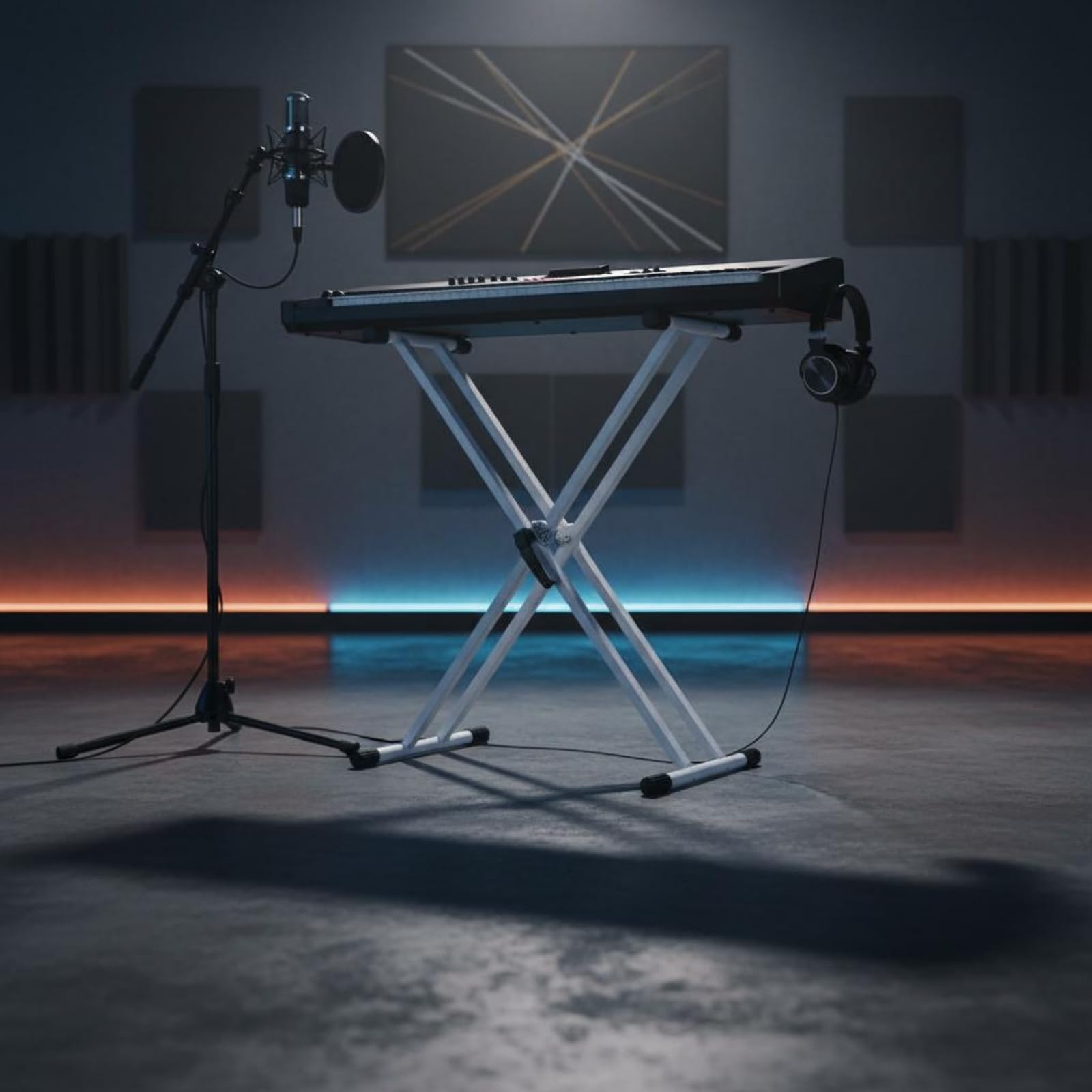 predolo Weißer X-Keyboardständer stabil höhenverstellbarer Keyboardständer schwer belastbar zweirohriger Klavierständer für zu Hause, Proberaum, Studio