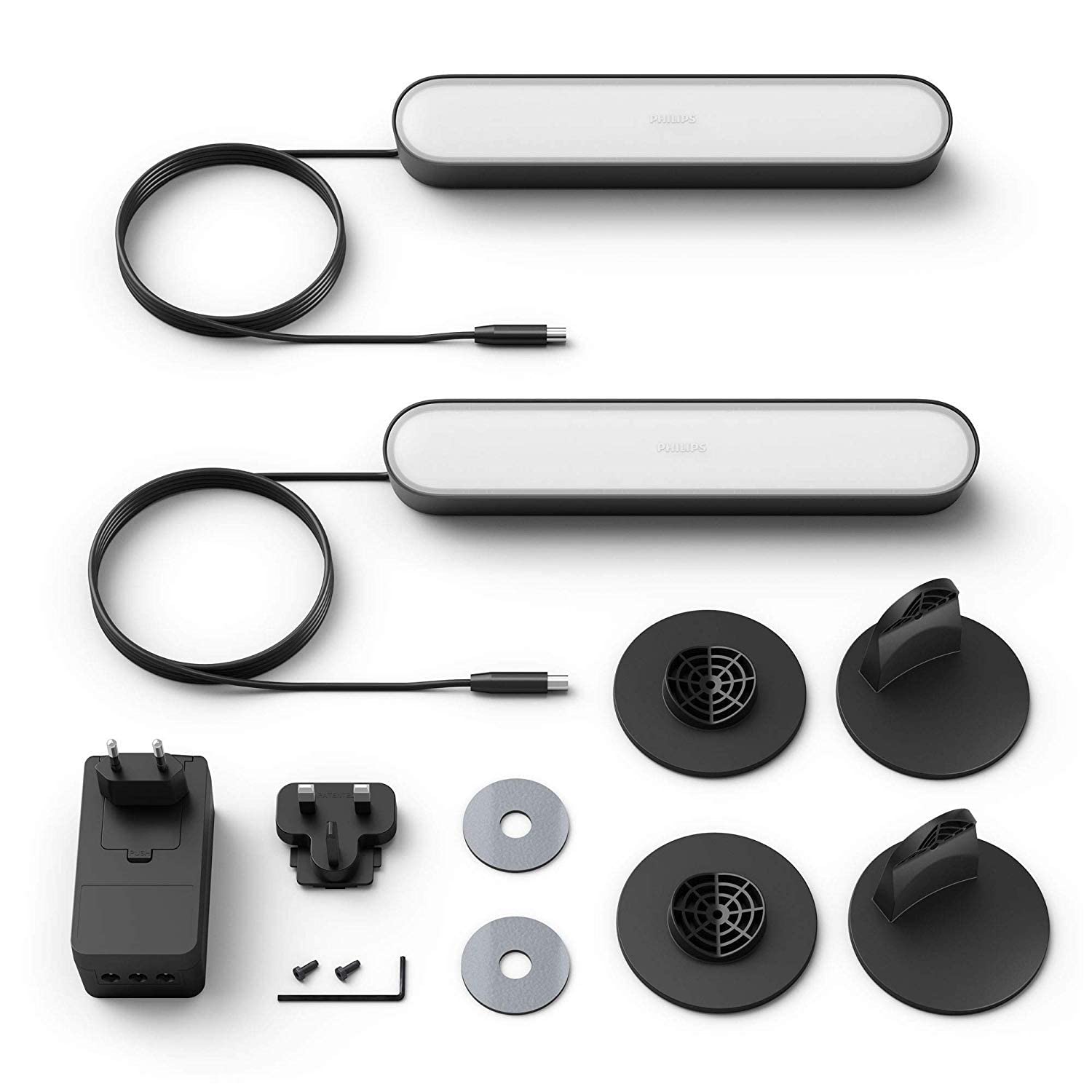 Philips Hue Play Pack White & Color Ambiance X2 6,6 W - Noir + Pont de Connexion - Fonctionne avec Alexa - Compatible avec Apple Homekit