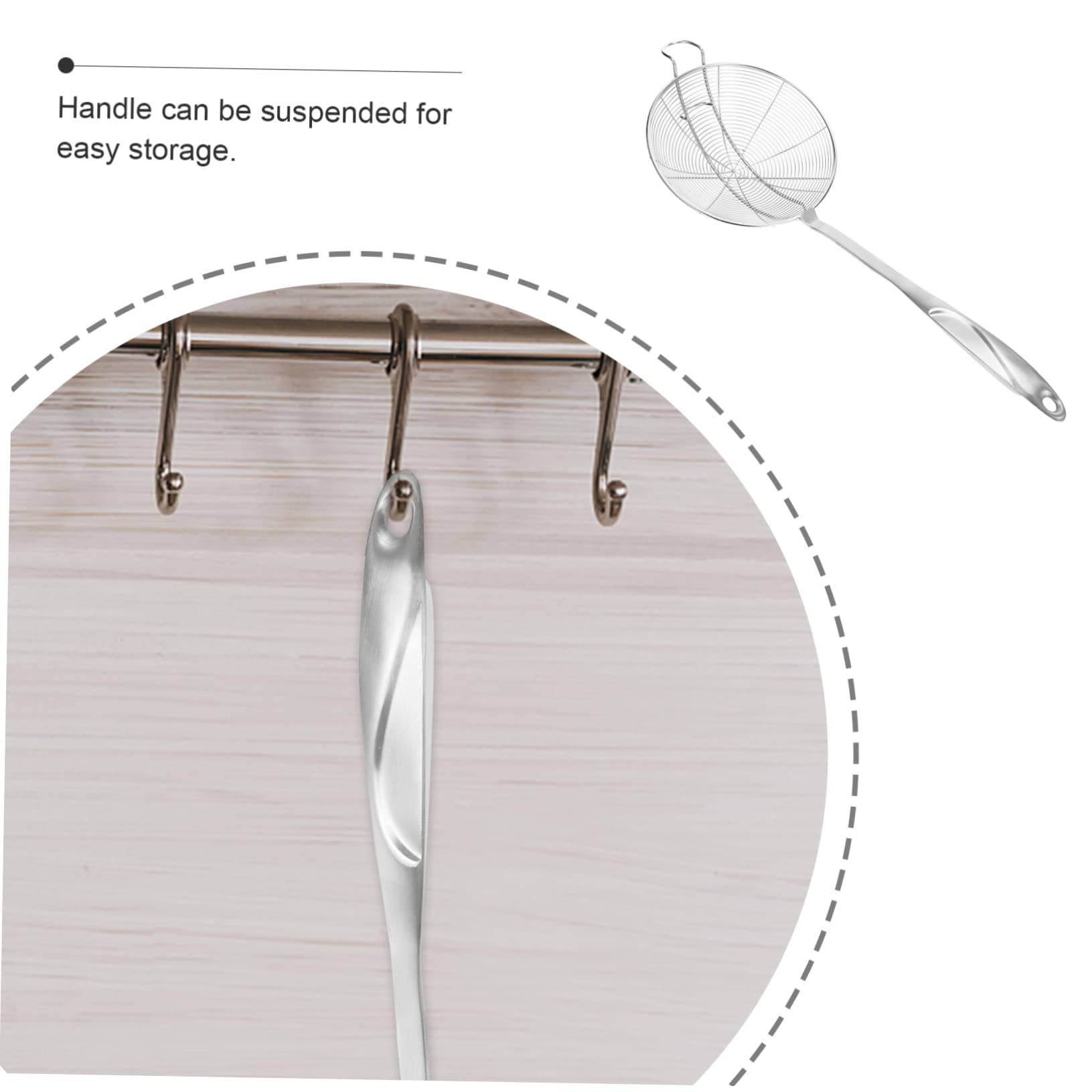 OFFSCH Stainless Steel Skimmer Strainer with Handle Colander for Cooking and Frying Practical Kitchen Gadget for Hot Pot Pasta and More