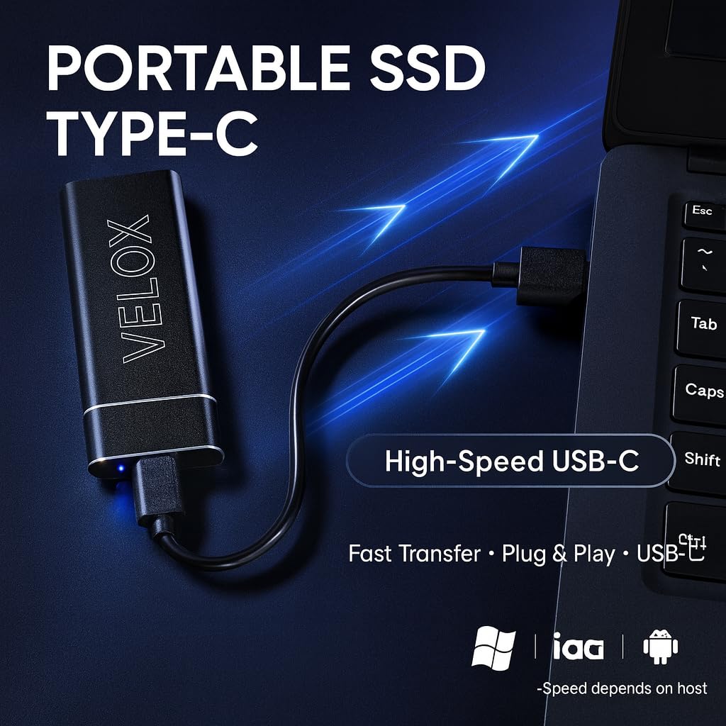 MAYUMI Velox Portable SSD 256 GB Type-C | USB 3.1 Gen 2 (Up to 10Gbps)