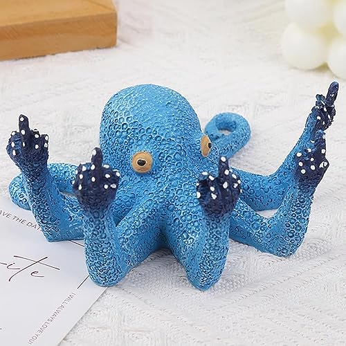 Miniatura 3 de Adorno de modelo de pulpo azul para decoración de pecera, accesorios de tanque de glofish de resina, decoración de mascotas acuáticas, adecuado para