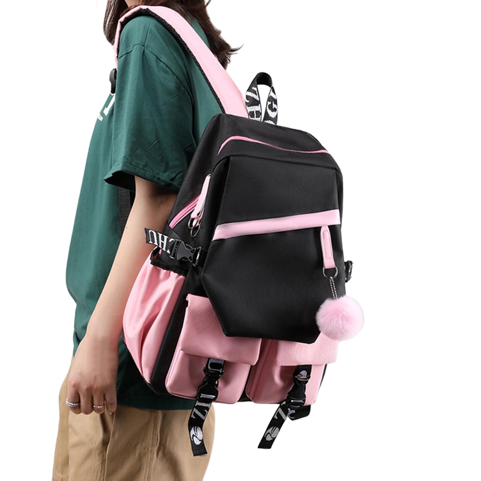 Mochila Escolar Negra de Primaria para Niñas Escuela Primaria Mochilas Escolares Rosas para Niños Backpack Nylon para Adolescentes y Estudiantes de último año