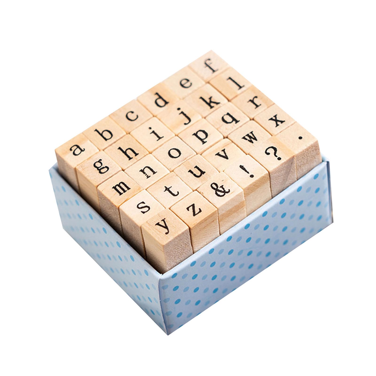Tsophreniq 30Pcs Vintage Scrapbooking Stamp Wood Craft Stamp Letter Stamper for Card Making Scrapbooking Journal Planner Hollow Outline Letter
