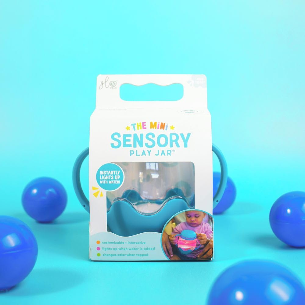 Glo Pals Sensory Play Mini Jar Blue. Children's Water Activated Light-up Sensory Toy. Easy Grip Handles. Child-proof Locking Lid. Therapy Stress Relief Toy. Suitable for Boys & Girls 18 months +.