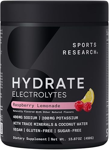 Miniatura 10 de Sports Research Hydrate - Paquetes de electrolitos en polvo, sin azúcar y con sabor natural con vitaminas, minerales y agua de coco, apoya la