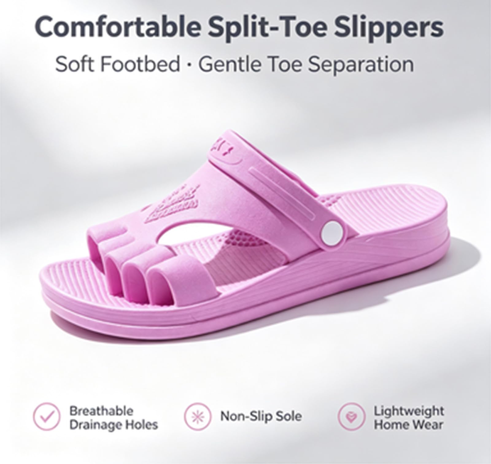 ,B,42~43EU,Zapatillas Separadoras De Dedos De PVC con Plantilla Masaje Y Suela Gruesa, Calzado Doméstico Cómodo para Adultos Mayores, Diseño Ergonómico para Baño Y Descanso Interior