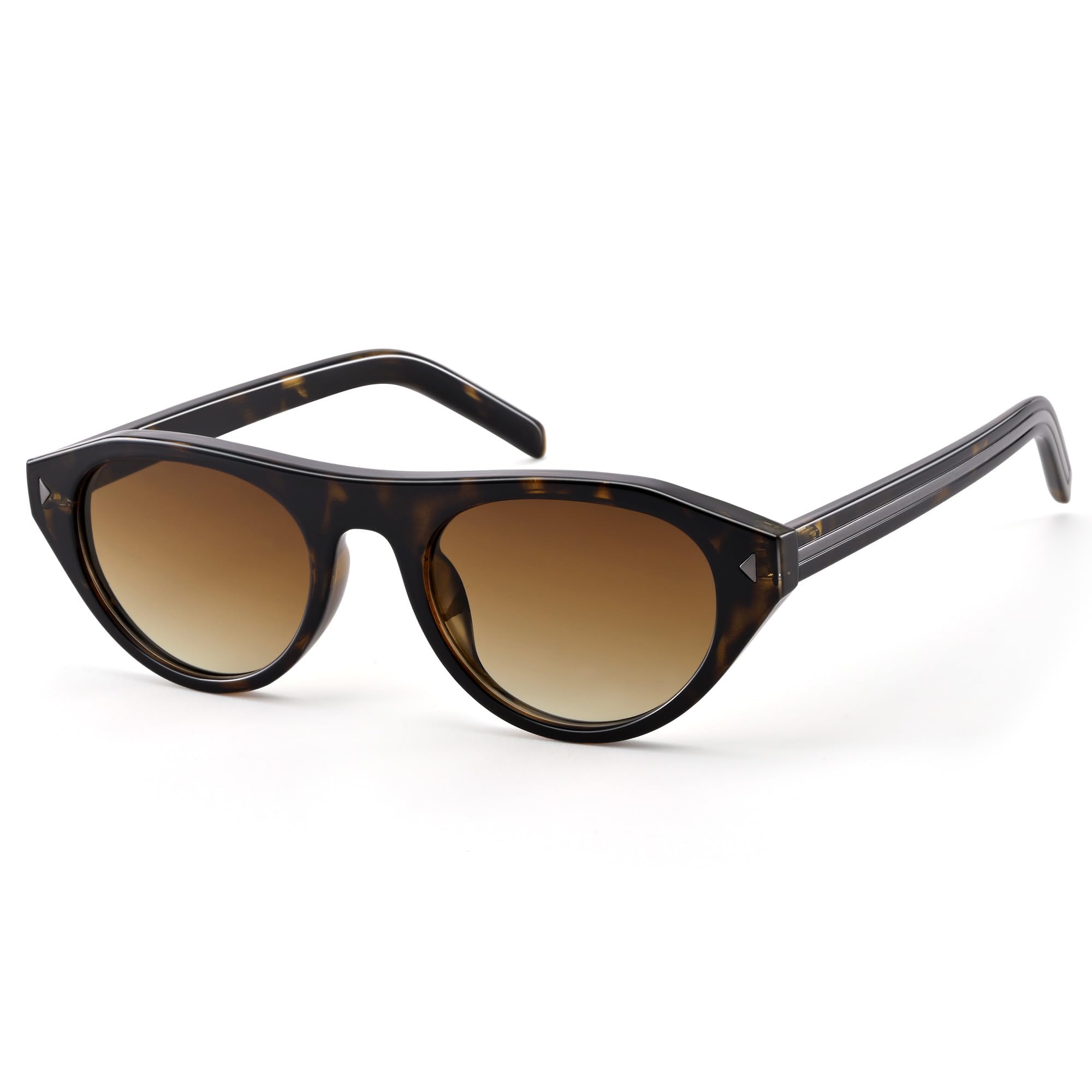 Retro Small Oval Cat Eye Sunglasses for Women Men, Narrow Vintage Flat Top Sun Glasses with UV400 Protection-image-13