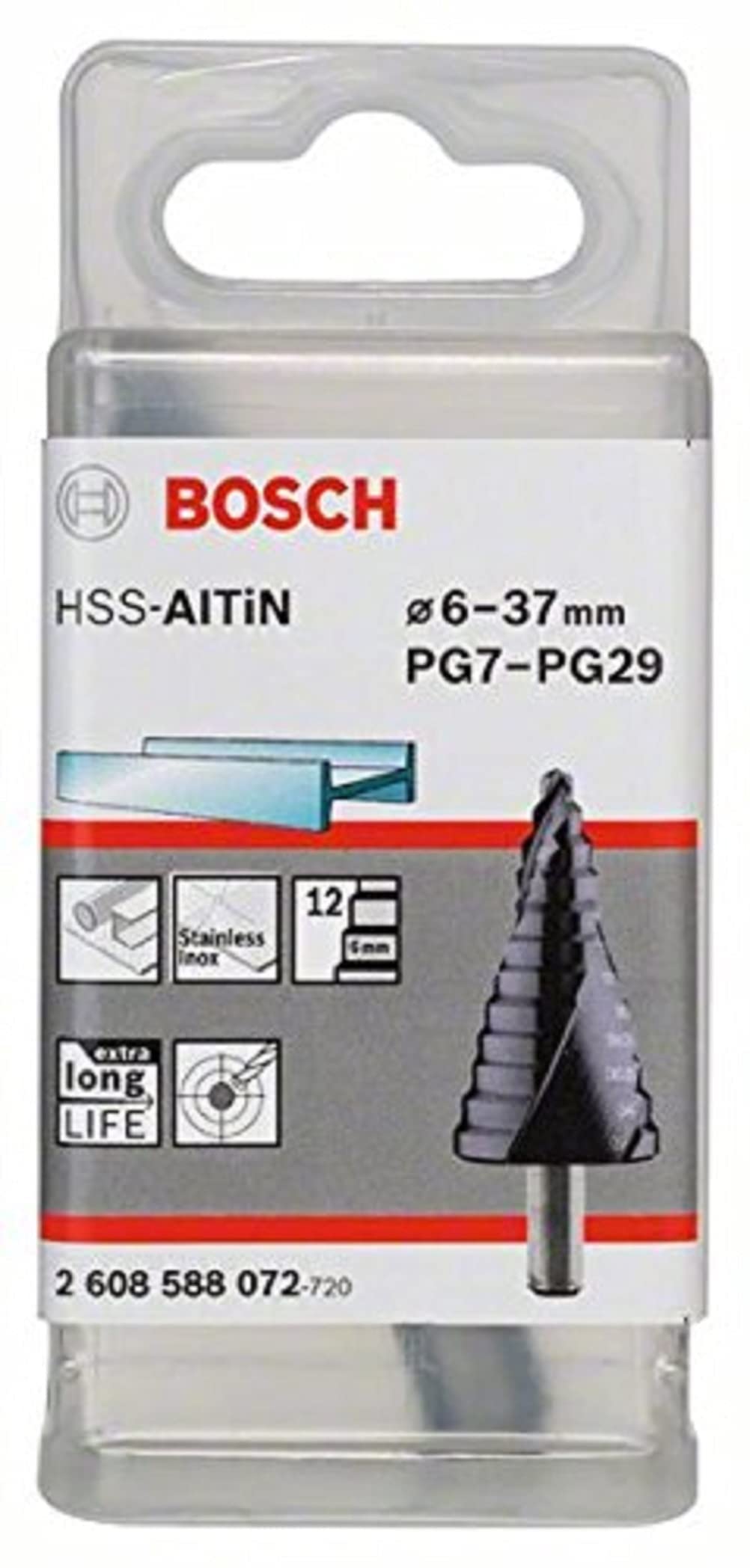 Bosch 2 608 588 072 - Broca escalonada HSS-AlTiN - 6-37 mm, 10,0 mm, 93 mm (pack de 1)