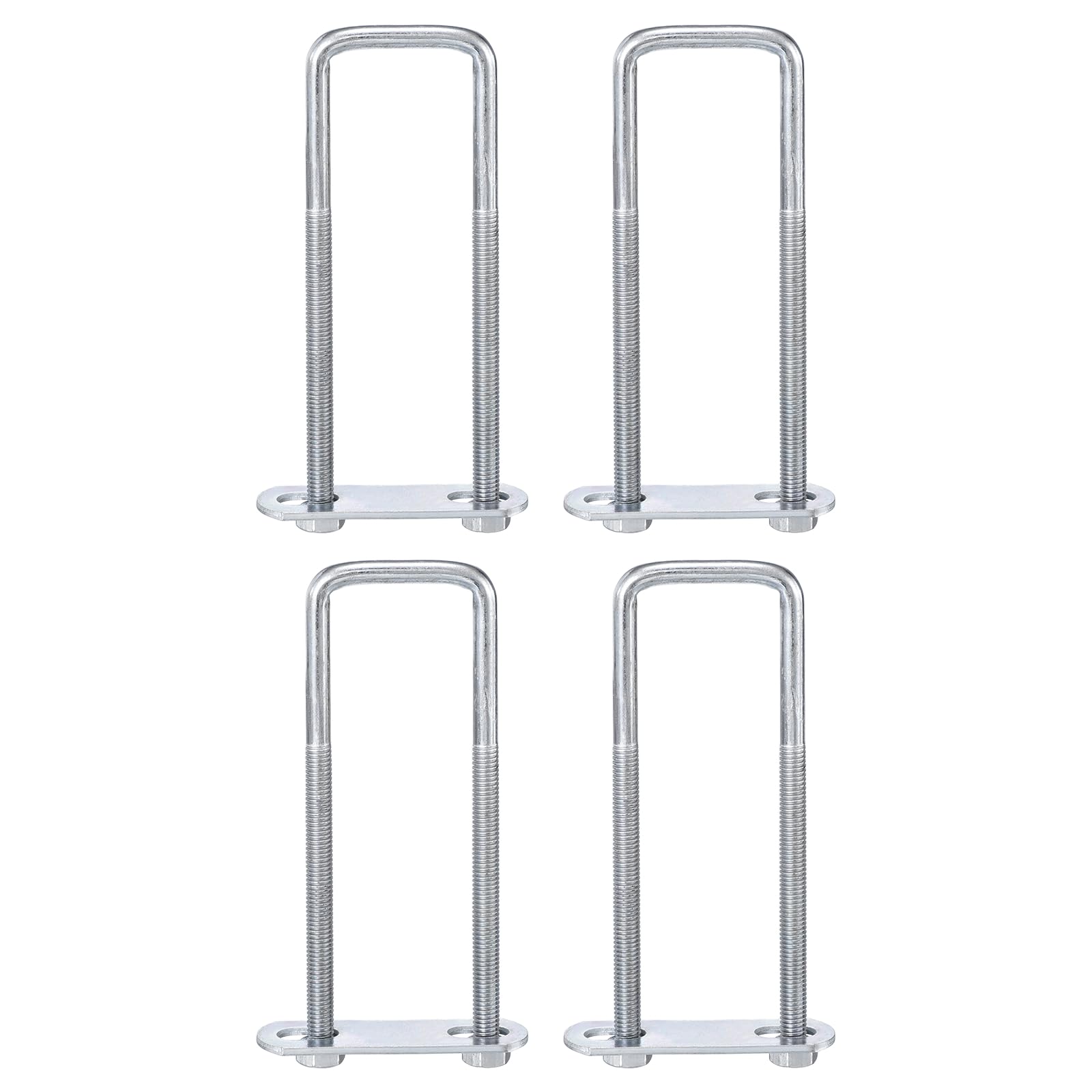 sourcing map 4Pcs Leaf Spring Clamp Kit M6 Square U-Bolts Clamp Fits Leaf Springs Up to 29mm Wide Locks Leaf Springs with Screws for Better Control of Axle Torque Trailer Truck Boat 110mm L