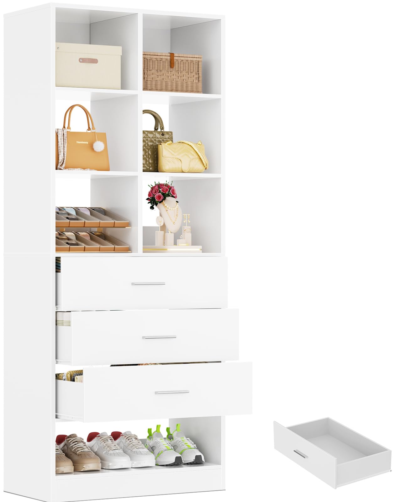 Amazon.com: Homieasy Closet System Organizer with 3 Drawers and