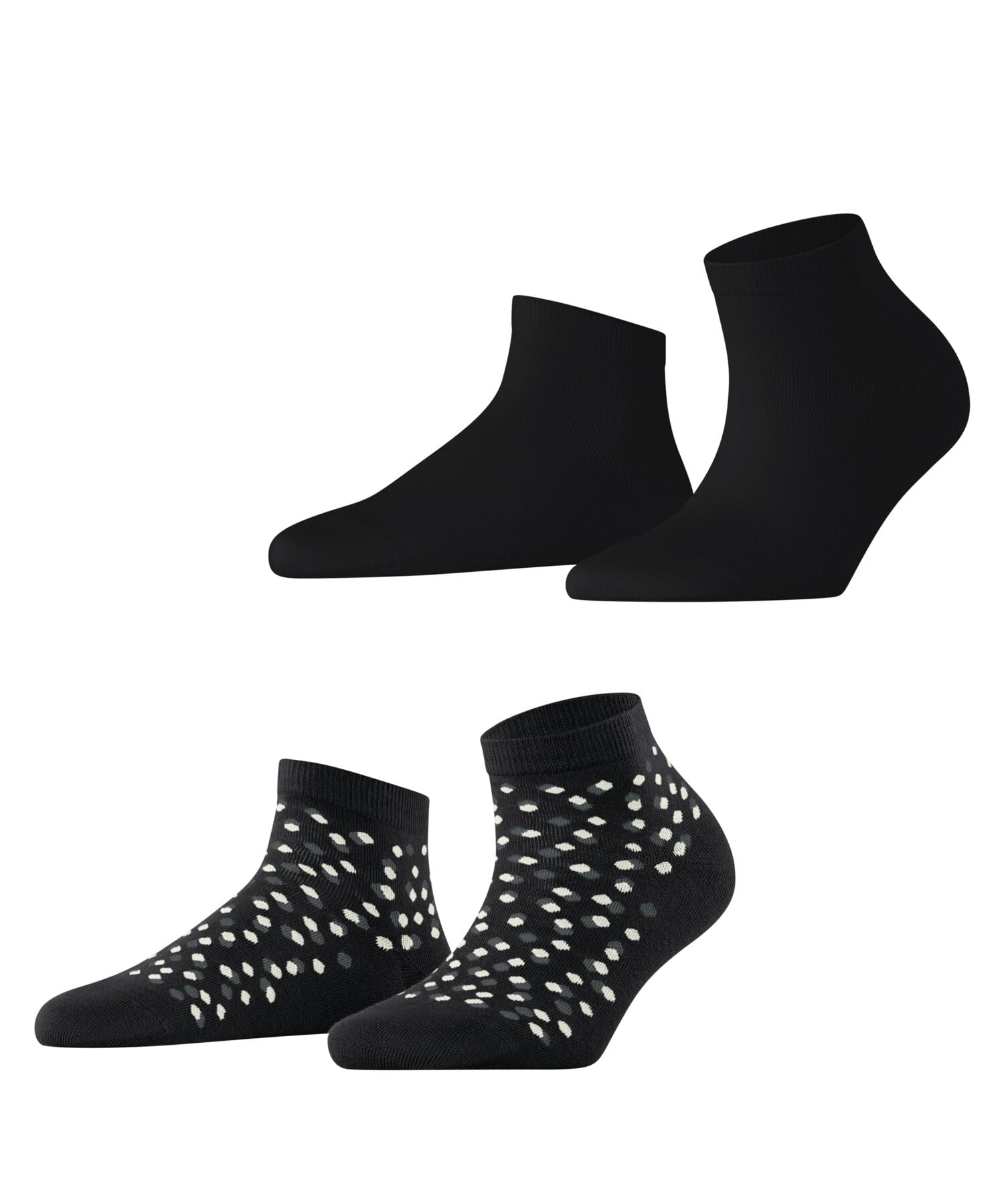 ESPRIT Women's Eclipse Dots Multipack W Sn Cotton Patterned 2 Pairs Socks, Black 0050, 2.5-5