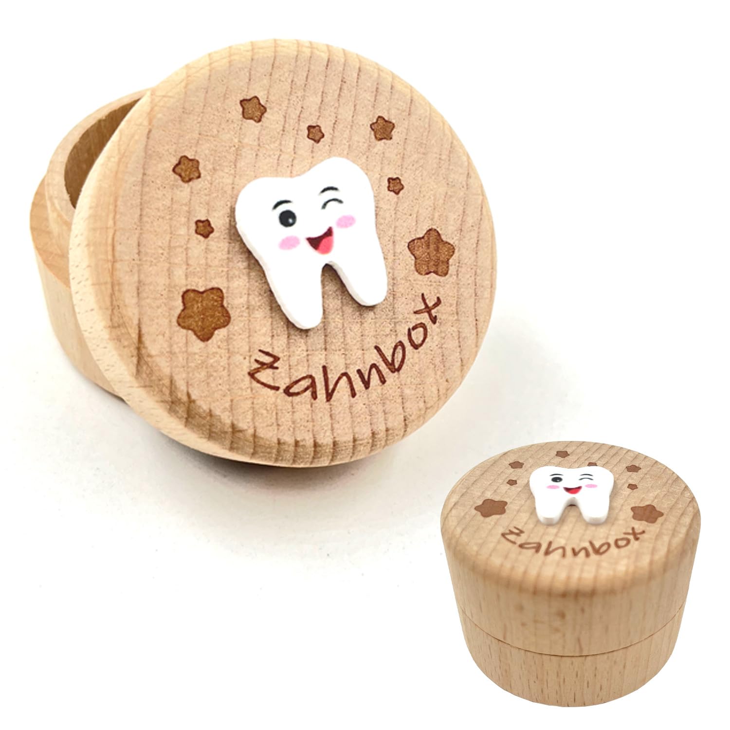 QZKJQDD Milchzahndose, Zahndose Milchzähne Jungen, Zahndose Milchzähne Mädchen, Bedruckt mit 3D-Cartoon-Zahnmuster milchzahndose, Kreative Tauf- und Geburtstagsgeschenke für frischgebackene Eltern