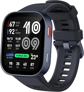 Amazfit Bip Max 50 mm Montre Connectée, Écran AMOLED 2,07", Autonomie 20 Jours, GPS & Cartes, 4 Go Stockage, Tracker d’Activité avec Entraînement Hybride, 150+ Sports, Mode HYROX, pour Android iPhone