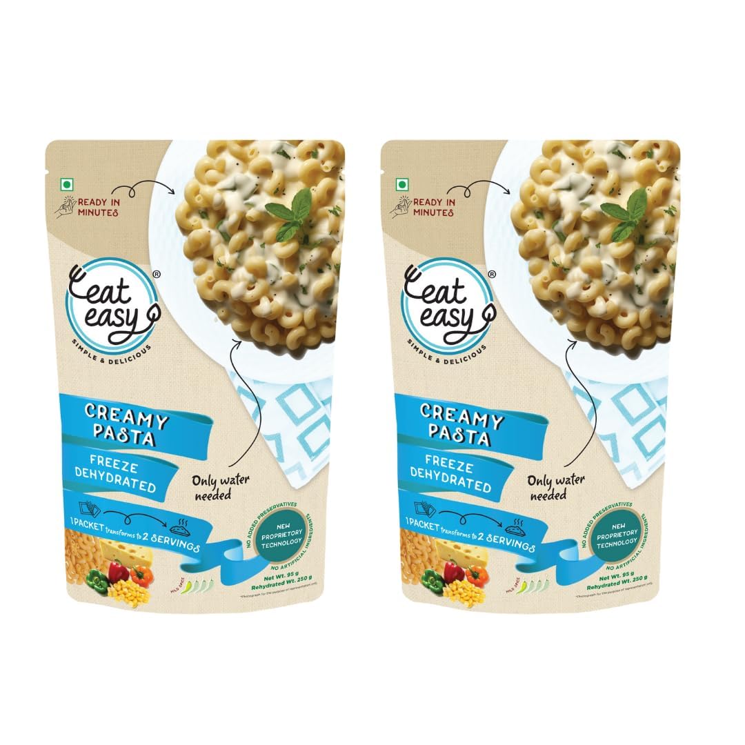 Eat Easy Ready To Eat Pasta,100gm of 1 Pack, Instant Food, Indian Meal, Travel Food, No Preservatives, No Added Artificial Colours & Flavours, Just Add Water and Cook (Pack of 2)