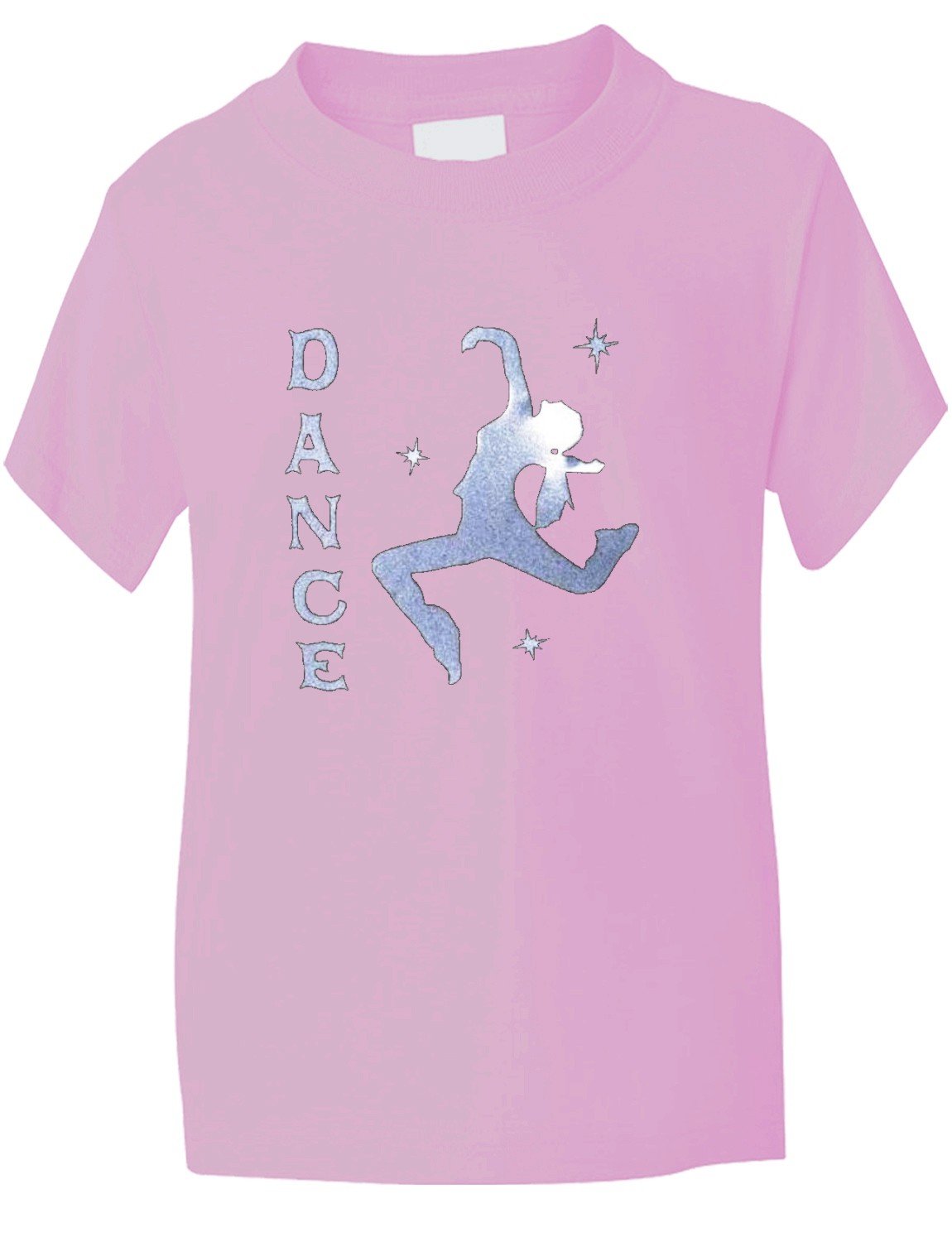 Dance! Tap/Disco/Dance School~ Boys/Girls T-Shirt in White Glitter! 7-8 Pink