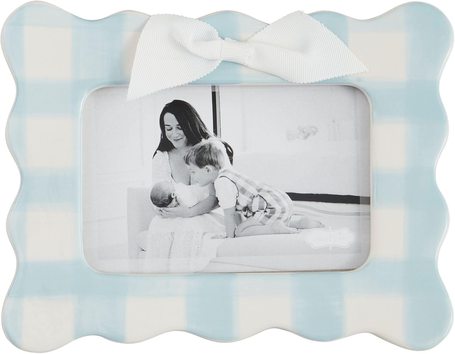 Mud Pie Vertical Pink Bow Frame; 7" x 9"