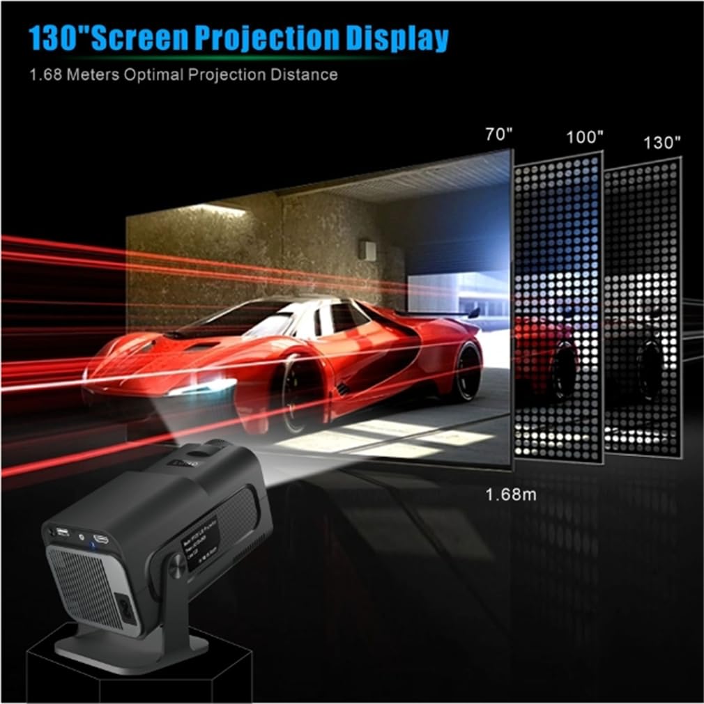 Full HD 1080P Home Theater Video Proiettore Mini Proiettore Portatile per Film Esterni, Proiettore Da Soffitto Auto Keystone per Smartphone