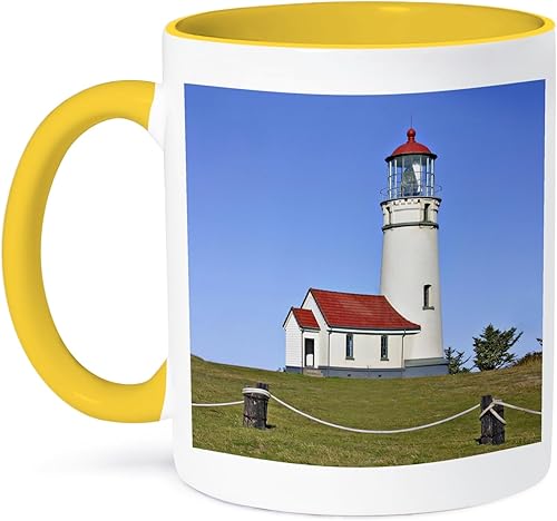 3dRose Lighthouse, Cape Blanco SP, Port Orford Oregon - US38 MGI0164 - Mark Gibson - Taza amarilla de dos tonos de 15 onzas