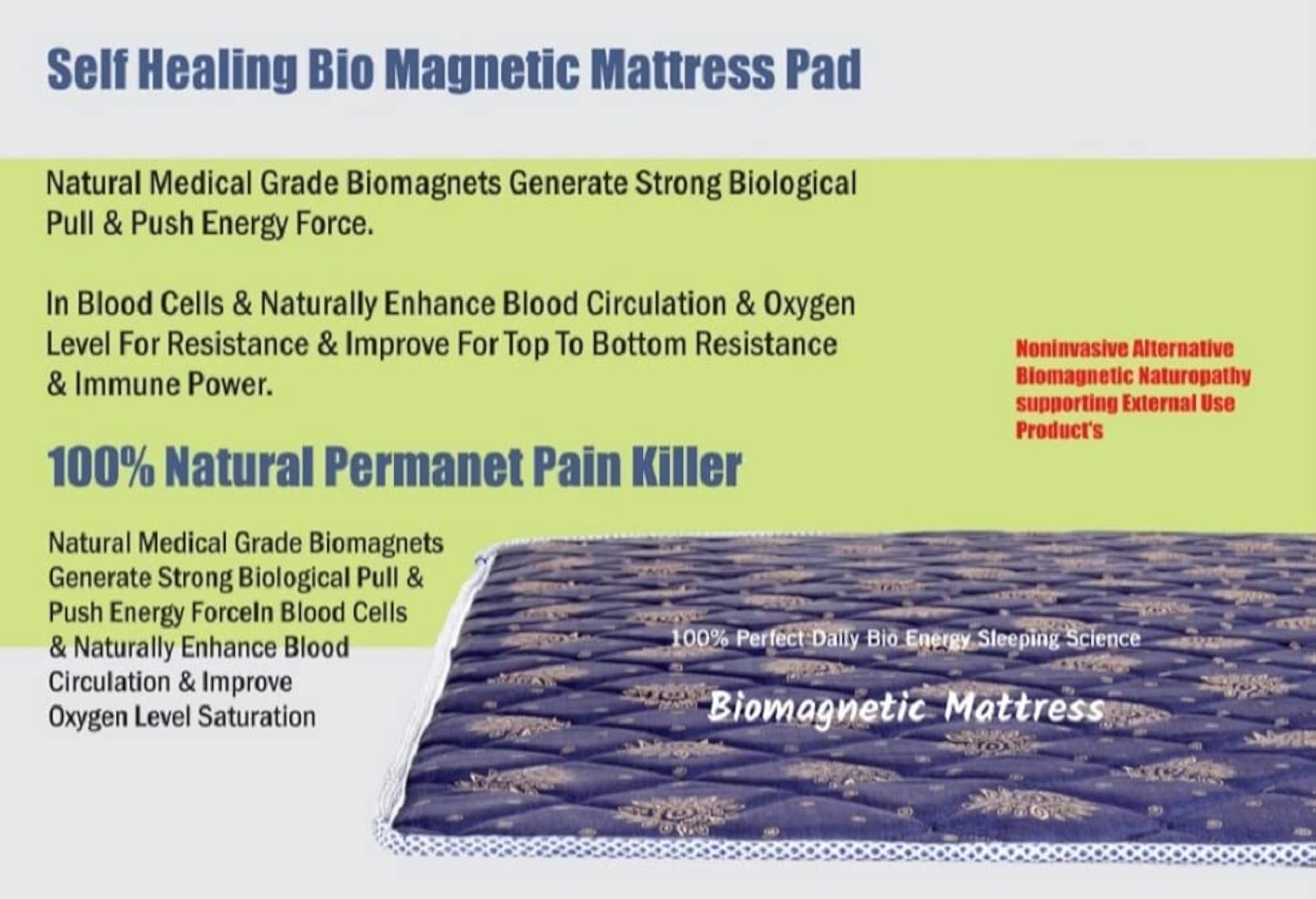 Bio Magnetic Mattress Topper & Pillow Pad, Standard Design