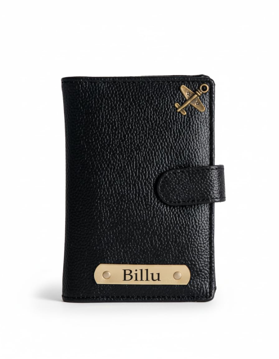 Customised Engraved Passport with Name | Gift Hamper Set for Men Leather Passport Cover (Black)-image-23