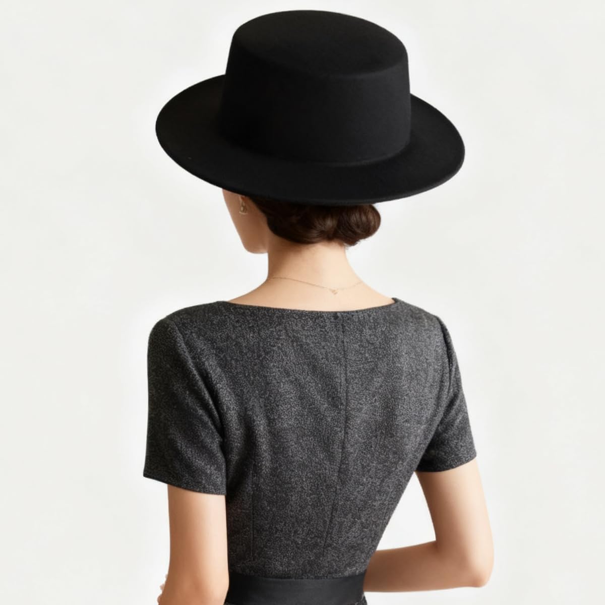 Classic Unisex Wool Blend Fedora Hat Brim Flat Church Cap Wide Brim Classic Pork Pie Hat Perfect for Wedding Party Talent Show Performance for Boys Girls Women Men Black - Image 6