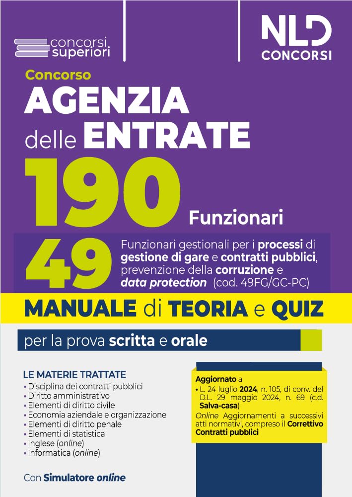 Concorso 190 Posti Agenzia Delle Entrate. Manuale + Quiz Per Il Profilo 49 Per I Processi Di Gestione Di Gare E Contratti Pubblici, Prevenzione Della Corruzione E Data Protection (Cod. 49FG/GC-PC) - 4